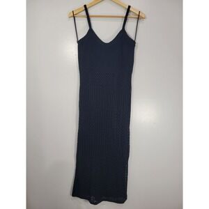 Madison + Hudson Black Crochet Midi Dress V-Neck‎ Sleeveless Size M